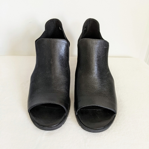 THE FLEXX Sandal Leather Open Toe Elastic Side Strap Block Heel Black 9.5 NIB - Picture 10 of 16